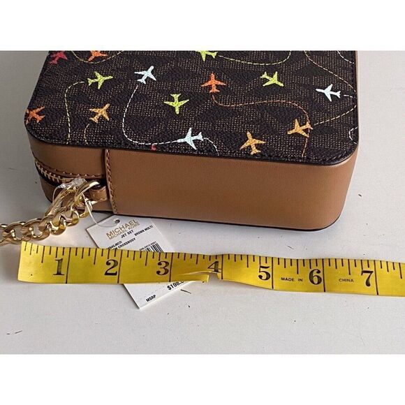 Michael Kors Jet Set Brown Akorn Multi East West Airplanes Crossbody Bag NEW - Picture 10 of 16